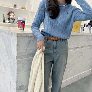 Blue Polo Ralph Lauren cable knit cashmere blend sweater